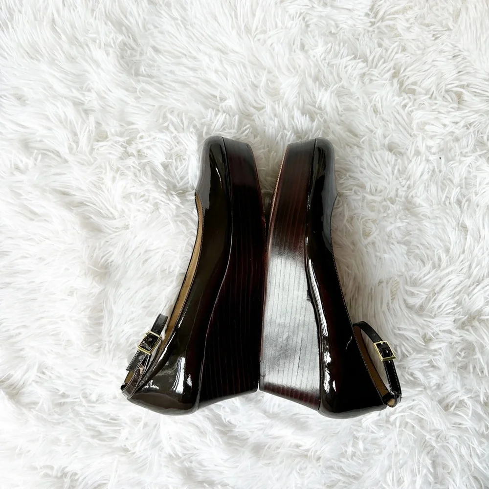 kate spade Black Patent Leather Ankle-Strap Platform Mary Janes